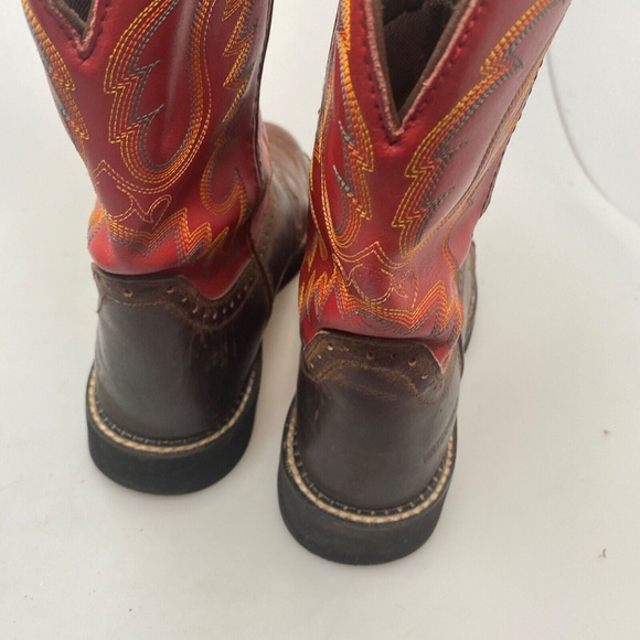 Justin Gypsy Red Cowboy Boots Women Size 10 1/2 B - Round Toe  - L9921 - Picture 8 of 16